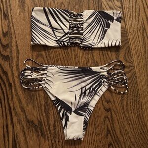 Mikoh Black and White Palm Print Bikini